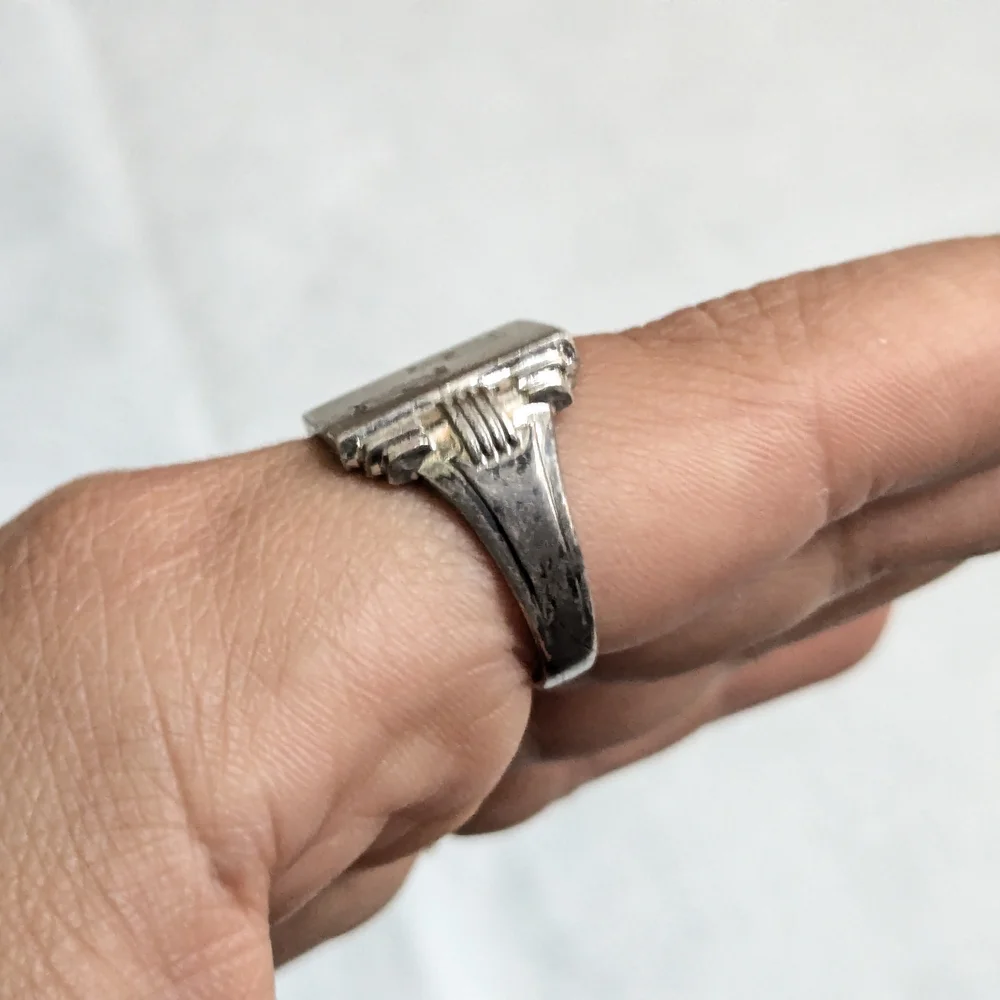 Vintage Sterling Silver Signet Ring Size 11.25 Rectangle Monogramed Antique